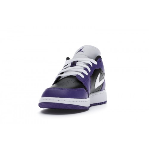 Air Jordan 1 Low GS Black Court Purple - подростковая сетка размеров