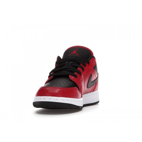 Кроссы Jordan 1 Low Gym Red Black Pebbled (GS) - подростковая сетка размеров