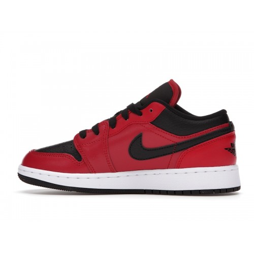 Кроссы Jordan 1 Low Gym Red Black Pebbled (GS) - подростковая сетка размеров