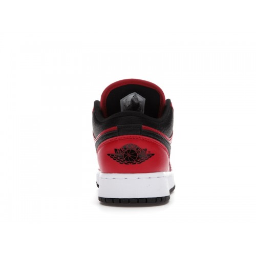 Кроссы Jordan 1 Low Gym Red Black Pebbled (GS) - подростковая сетка размеров