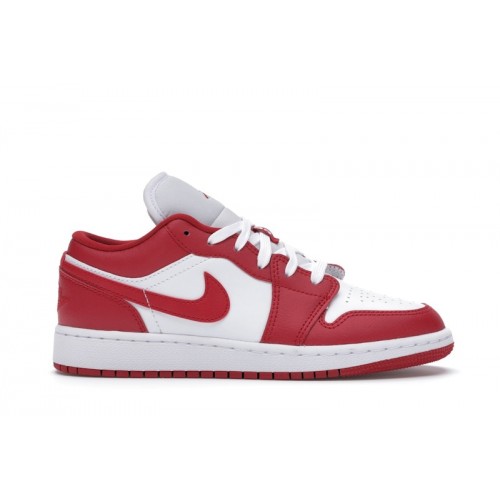 Кроссы Jordan 1 Low Gym Red White (GS) - подростковая сетка размеров