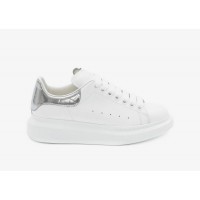 Женские кроссовки Alexander McQueen Oversized White Silver Croco (W)