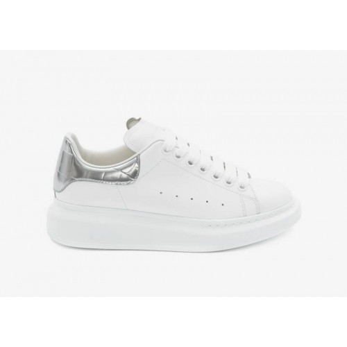 Кроссы Alexander McQueen Oversized White Silver Croco (W) - женская сетка размеров