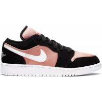 Подростковые кроссовки Jordan 1 Low Black White Rose Gold (GS)