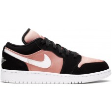 Подростковые Jordan 1 Low Black White Rose Gold (GS)