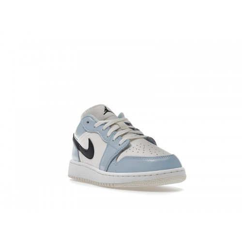 Кроссы Jordan 1 Low Ice Blue Black (GS) - подростковая сетка размеров