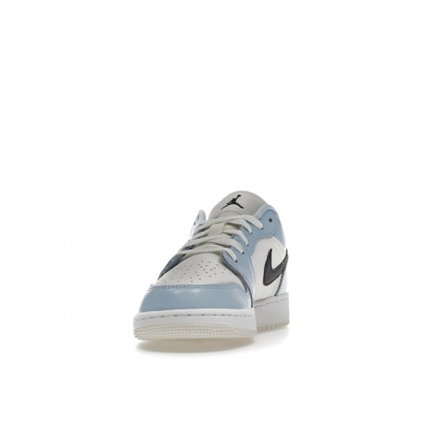 Кроссы Jordan 1 Low Ice Blue Black (GS) - подростковая сетка размеров