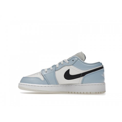 Кроссы Jordan 1 Low Ice Blue Black (GS) - подростковая сетка размеров