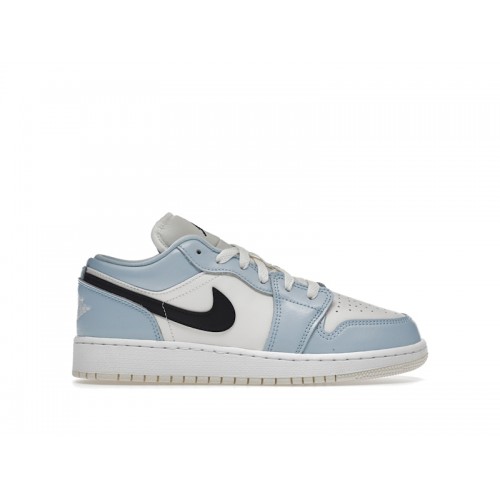 Кроссы Jordan 1 Low Ice Blue Black (GS) - подростковая сетка размеров