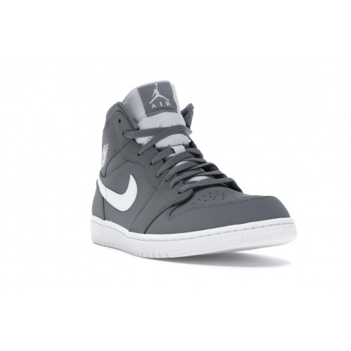 Кроссы Jordan 1 Mid Cool Grey/White - мужская сетка размеров