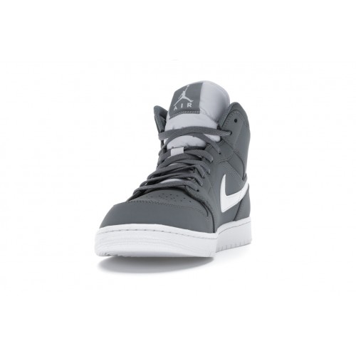Кроссы Jordan 1 Mid Cool Grey/White - мужская сетка размеров