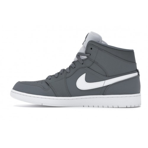 Кроссы Jordan 1 Mid Cool Grey/White - мужская сетка размеров