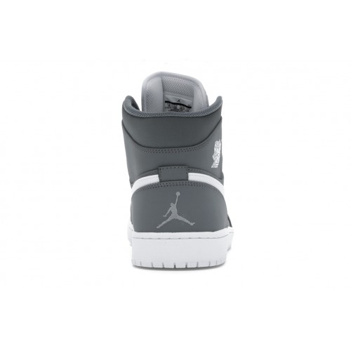 Кроссы Jordan 1 Mid Cool Grey/White - мужская сетка размеров