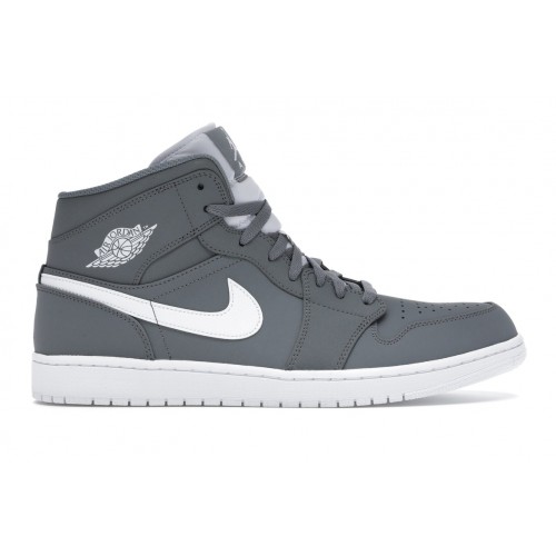 Кроссы Jordan 1 Mid Cool Grey/White - мужская сетка размеров