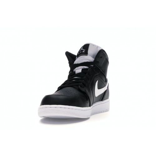 Кроссы Jordan 1 Retro Mid Black White - мужская сетка размеров