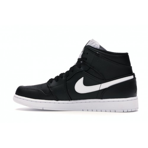 Кроссы Jordan 1 Retro Mid Black White - мужская сетка размеров