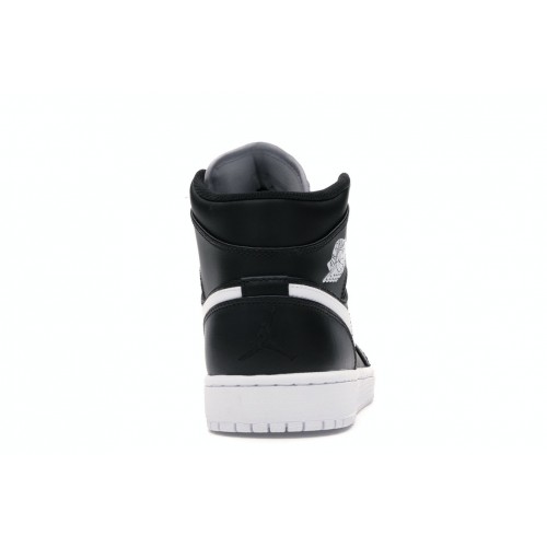 Кроссы Jordan 1 Retro Mid Black White - мужская сетка размеров