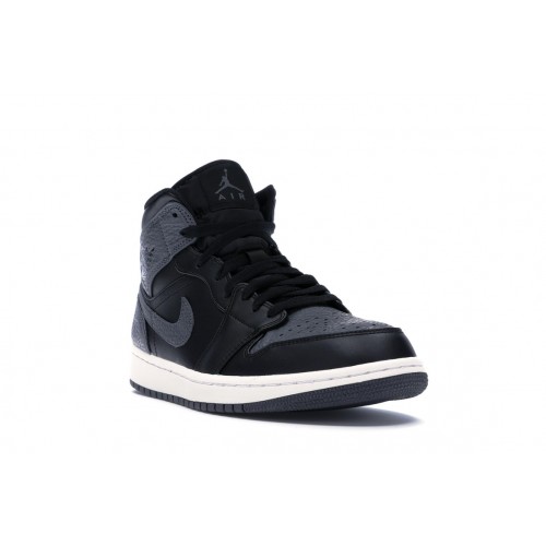Кроссы Jordan 1 Retro Mid Black Dark Grey - мужская сетка размеров