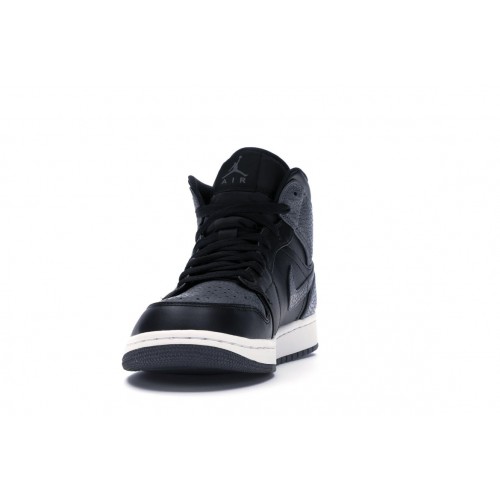 Кроссы Jordan 1 Retro Mid Black Dark Grey - мужская сетка размеров