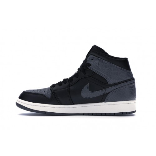 Кроссы Jordan 1 Retro Mid Black Dark Grey - мужская сетка размеров