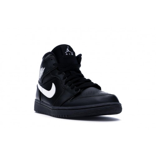 Кроссы Jordan 1 Mid Black White (2018) - мужская сетка размеров
