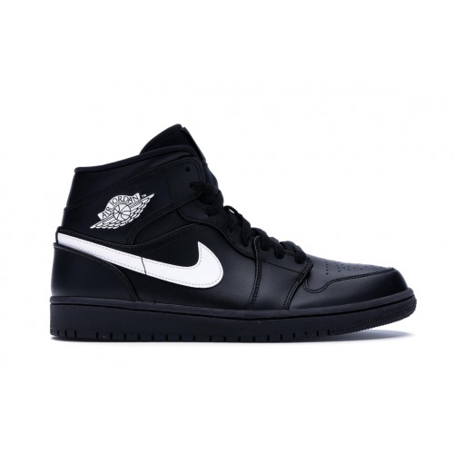 Кроссы Jordan 1 Mid Black White (2018) - мужская сетка размеров