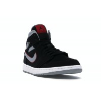 Jordan 1 Mid Black Particle Grey Gym Red