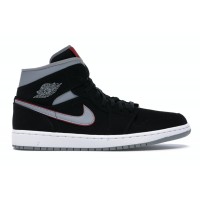 Jordan 1 Mid Black Particle Grey Gym Red
