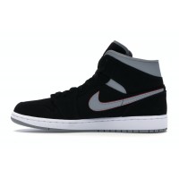 Jordan 1 Mid Black Particle Grey Gym Red