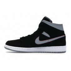 Jordan 1 Mid Black Particle Grey Gym Red