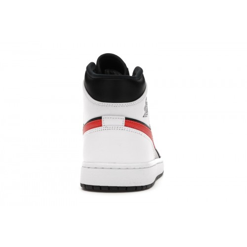 Кроссы Jordan 1 Mid Black Chile Red White - мужская сетка размеров