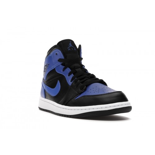 Кроссы Jordan 1 Mid Hyper Royal Tumbled Leather - мужская сетка размеров