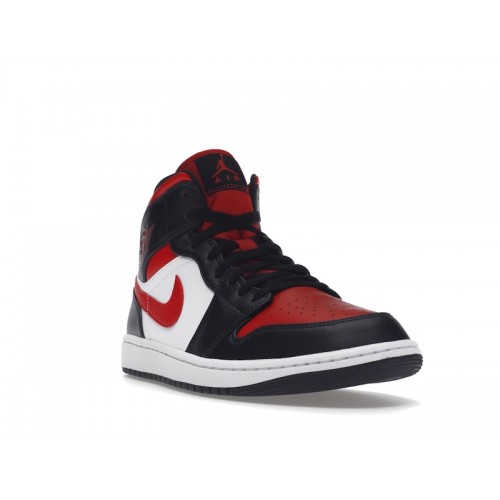 Кроссы Jordan 1 Mid White Black Red (2022) - мужская сетка размеров
