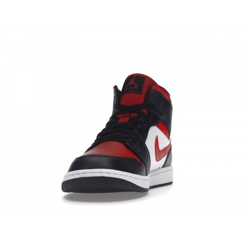 Кроссы Jordan 1 Mid White Black Red (2022) - мужская сетка размеров