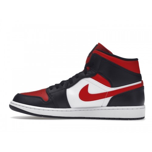 Кроссы Jordan 1 Mid White Black Red (2022) - мужская сетка размеров