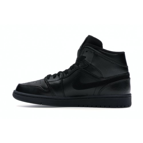 Кроссы Jordan 1 Mid Black - мужская сетка размеров