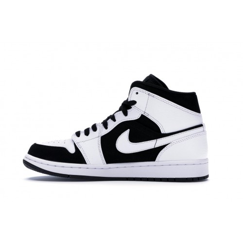 Кроссы Jordan 1 Mid White Black - мужская сетка размеров