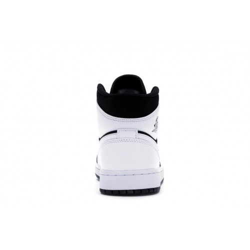 Кроссы Jordan 1 Mid White Black - мужская сетка размеров