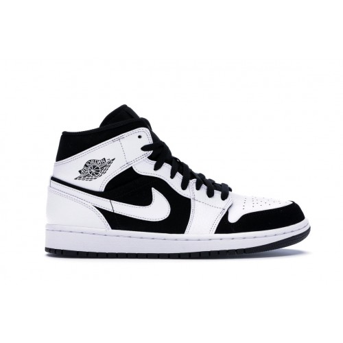 Кроссы Jordan 1 Mid White Black - мужская сетка размеров