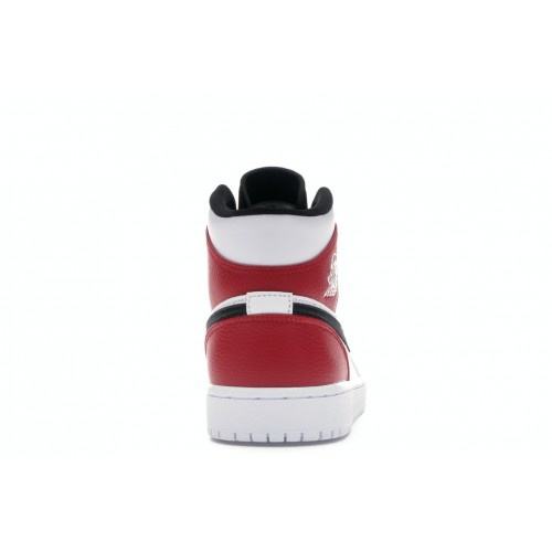 Кроссы Jordan 1 Mid White Black Gym Red - мужская сетка размеров