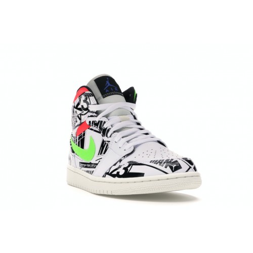 Кроссы Jordan 1 Mid All Over Logos - мужская сетка размеров