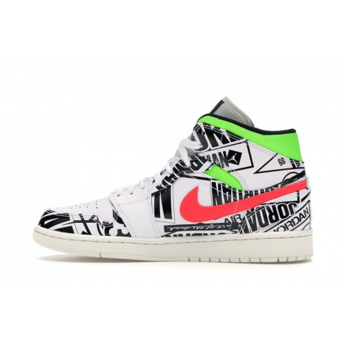 Кроссы Jordan 1 Mid All Over Logos - мужская сетка размеров
