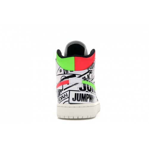 Кроссы Jordan 1 Mid All Over Logos - мужская сетка размеров
