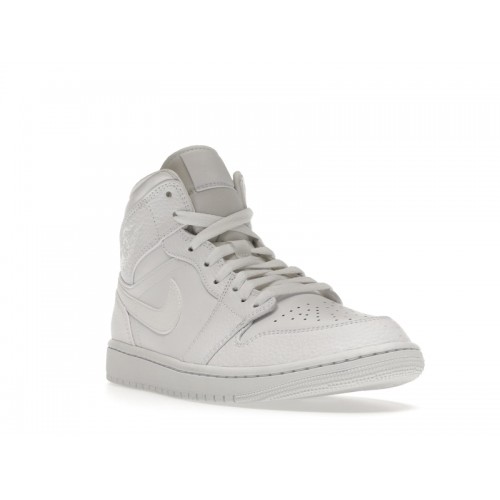 Кроссы Jordan 1 Mid Triple White 2.0 (2020) - мужская сетка размеров
