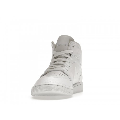 Кроссы Jordan 1 Mid Triple White 2.0 (2020) - мужская сетка размеров