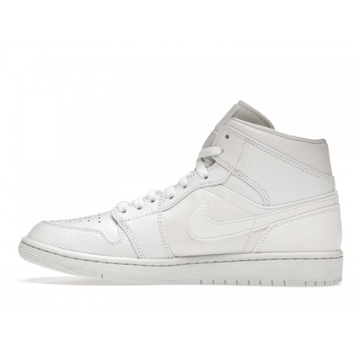 Кроссы Jordan 1 Mid Triple White 2.0 (2020) - мужская сетка размеров