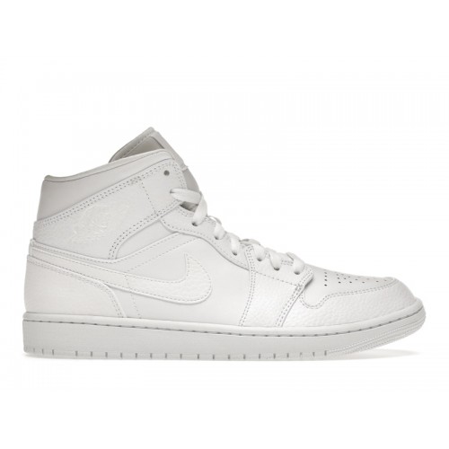 Кроссы Jordan 1 Mid Triple White 2.0 (2020) - мужская сетка размеров
