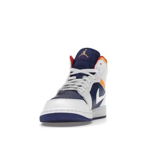 Кроссы Jordan 1 Mid Royal Blue Laser Orange - мужская сетка размеров