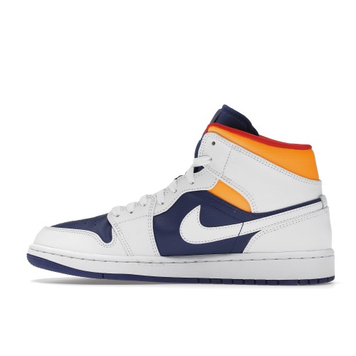 Кроссы Jordan 1 Mid Royal Blue Laser Orange - мужская сетка размеров