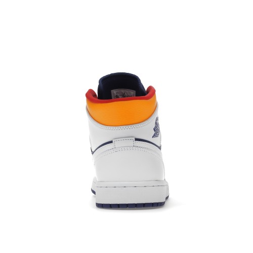 Кроссы Jordan 1 Mid Royal Blue Laser Orange - мужская сетка размеров